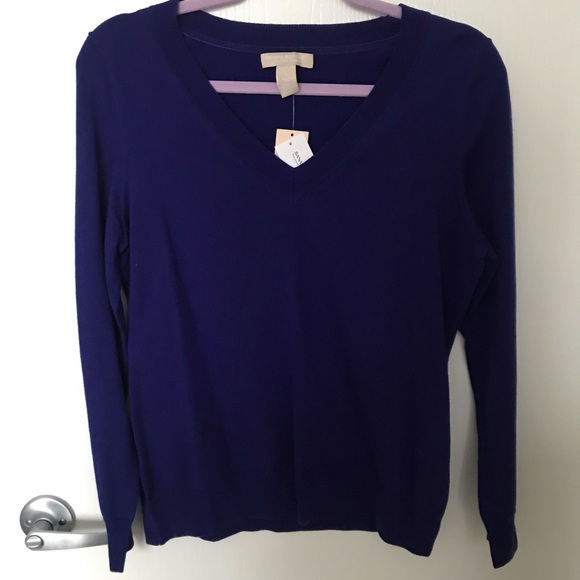 Banana Republic Sweaters - Banana Republic Blue V-Neck Sweater Petite L NWT